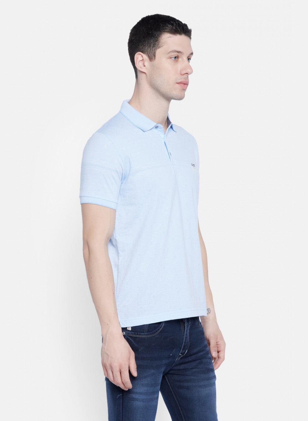 Mens Sky Blue Jaquard T-Shirt