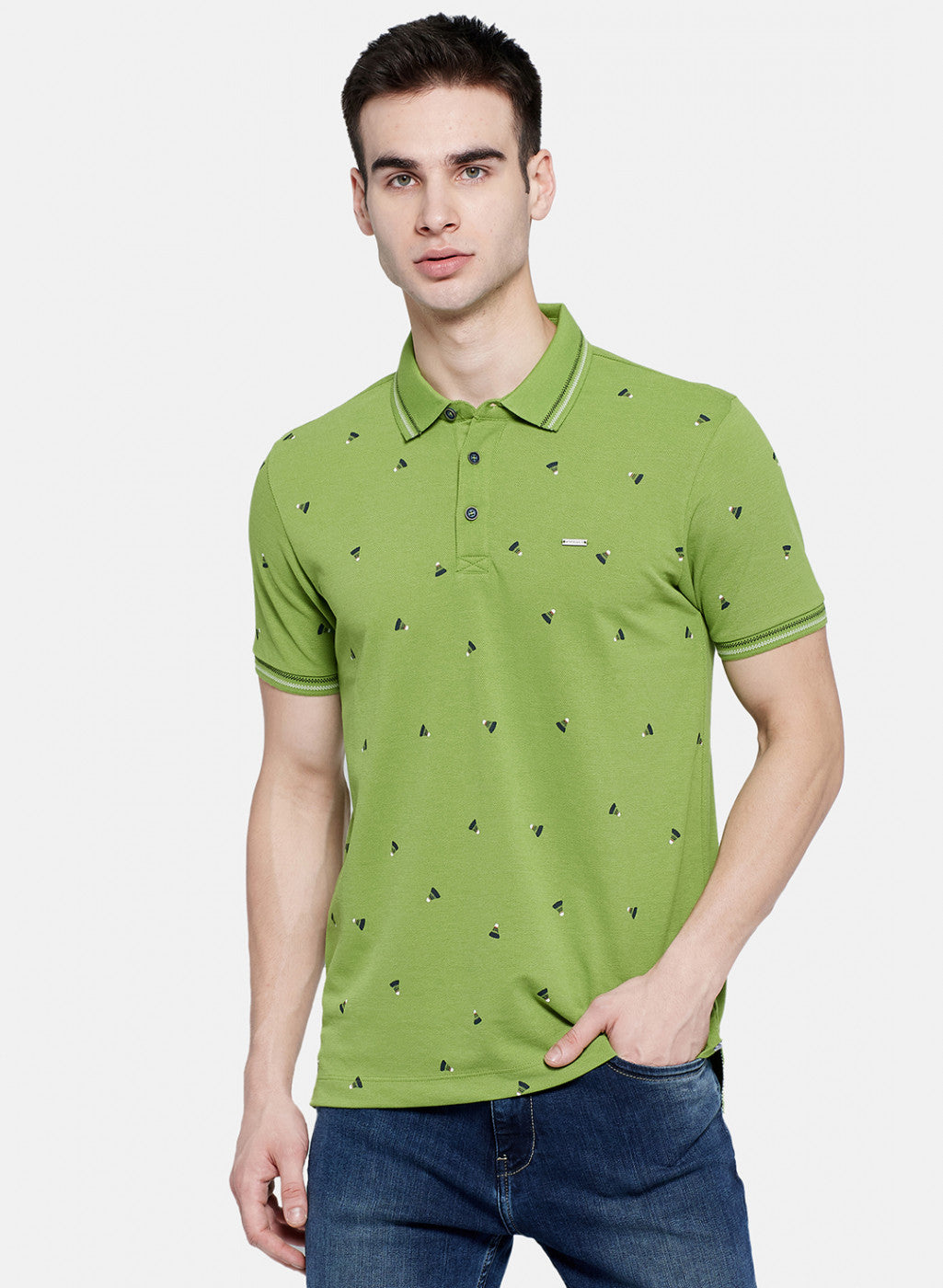 Mens Green Printed T-Shirt