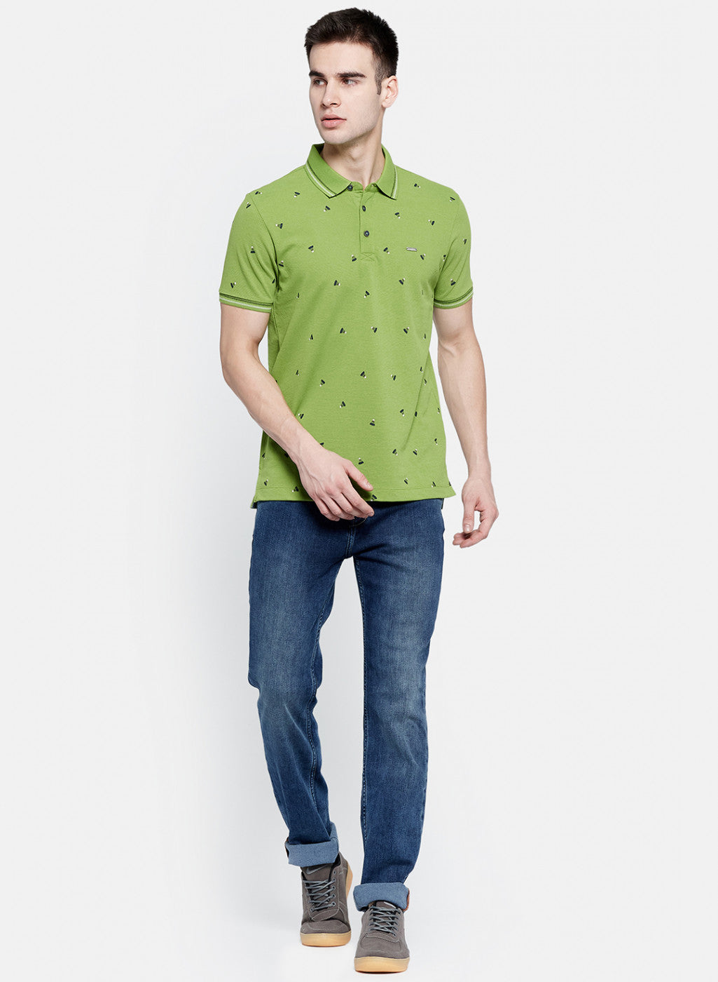 Mens Green Printed T-Shirt