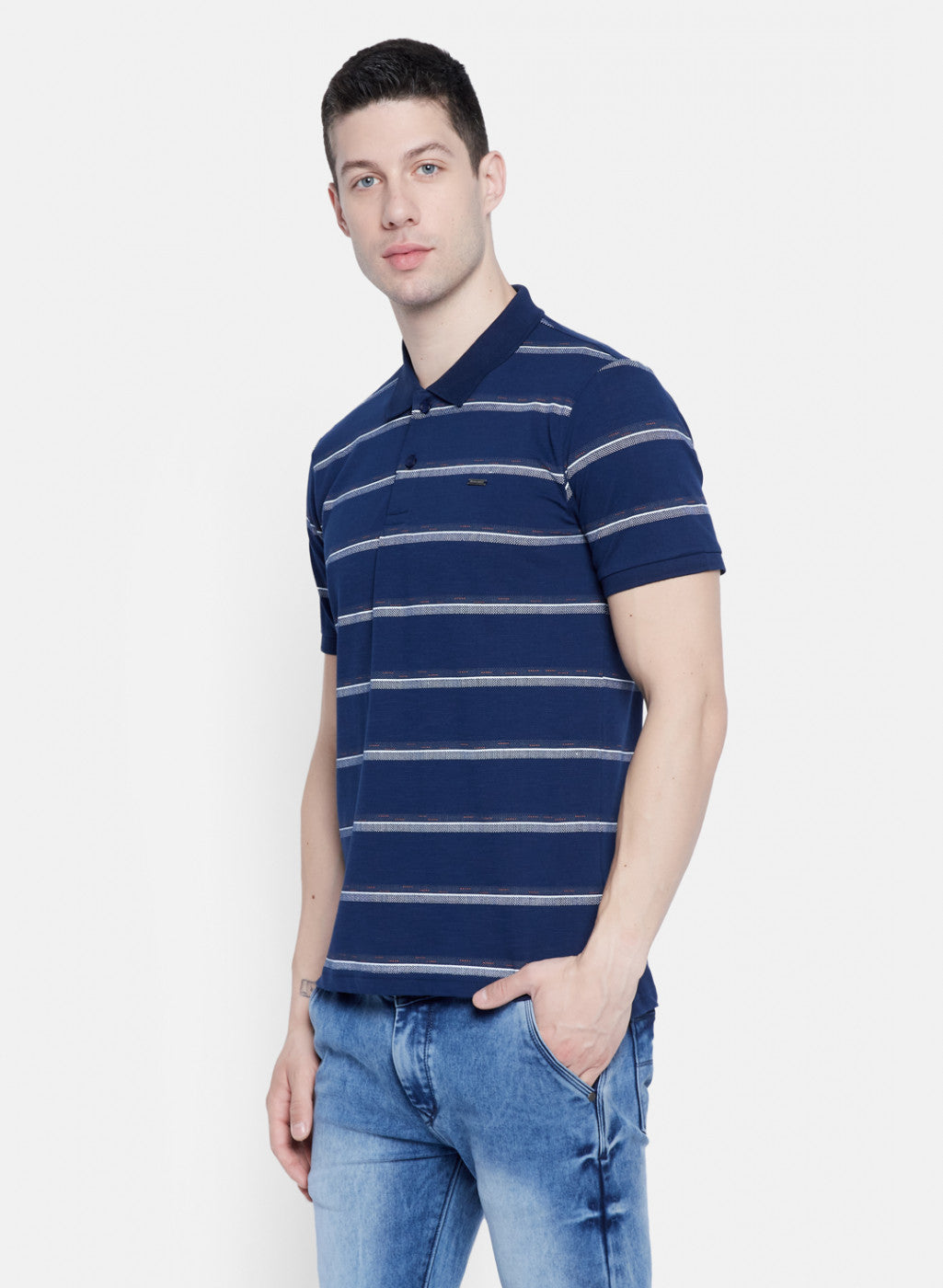 Mens Blue Printed T-Shirt