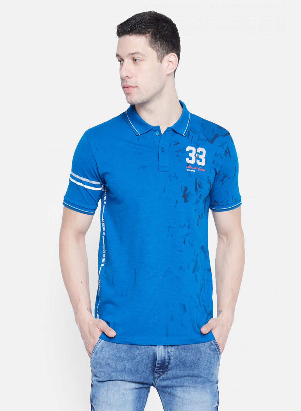 Mens Blue Printed T-Shirt