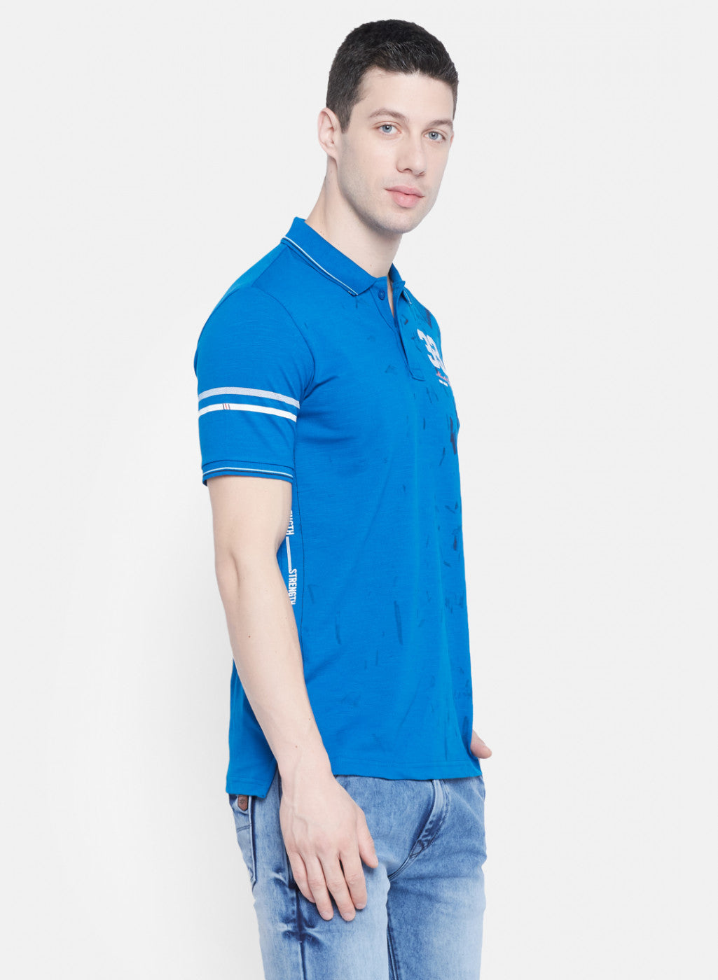 Mens Blue Printed T-Shirt