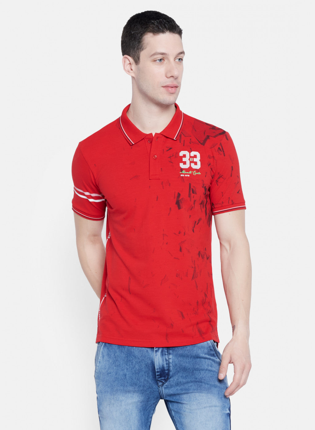 Mens Red Printed T-Shirt