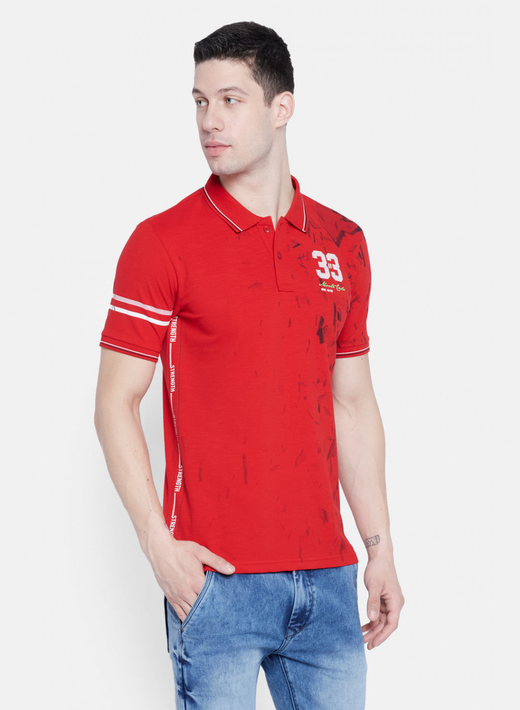 Mens Red Printed T-Shirt