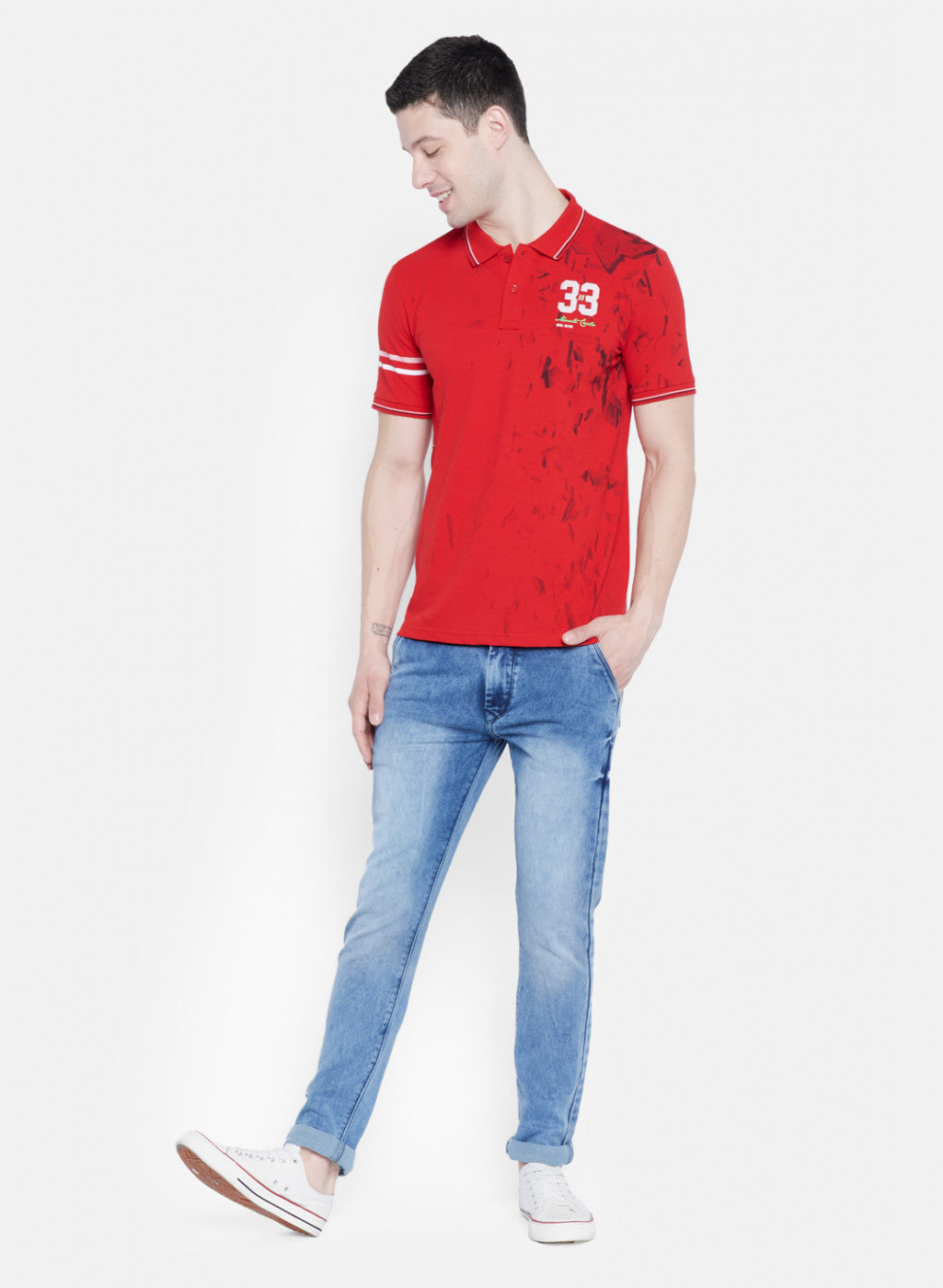 Mens Red Printed T-Shirt