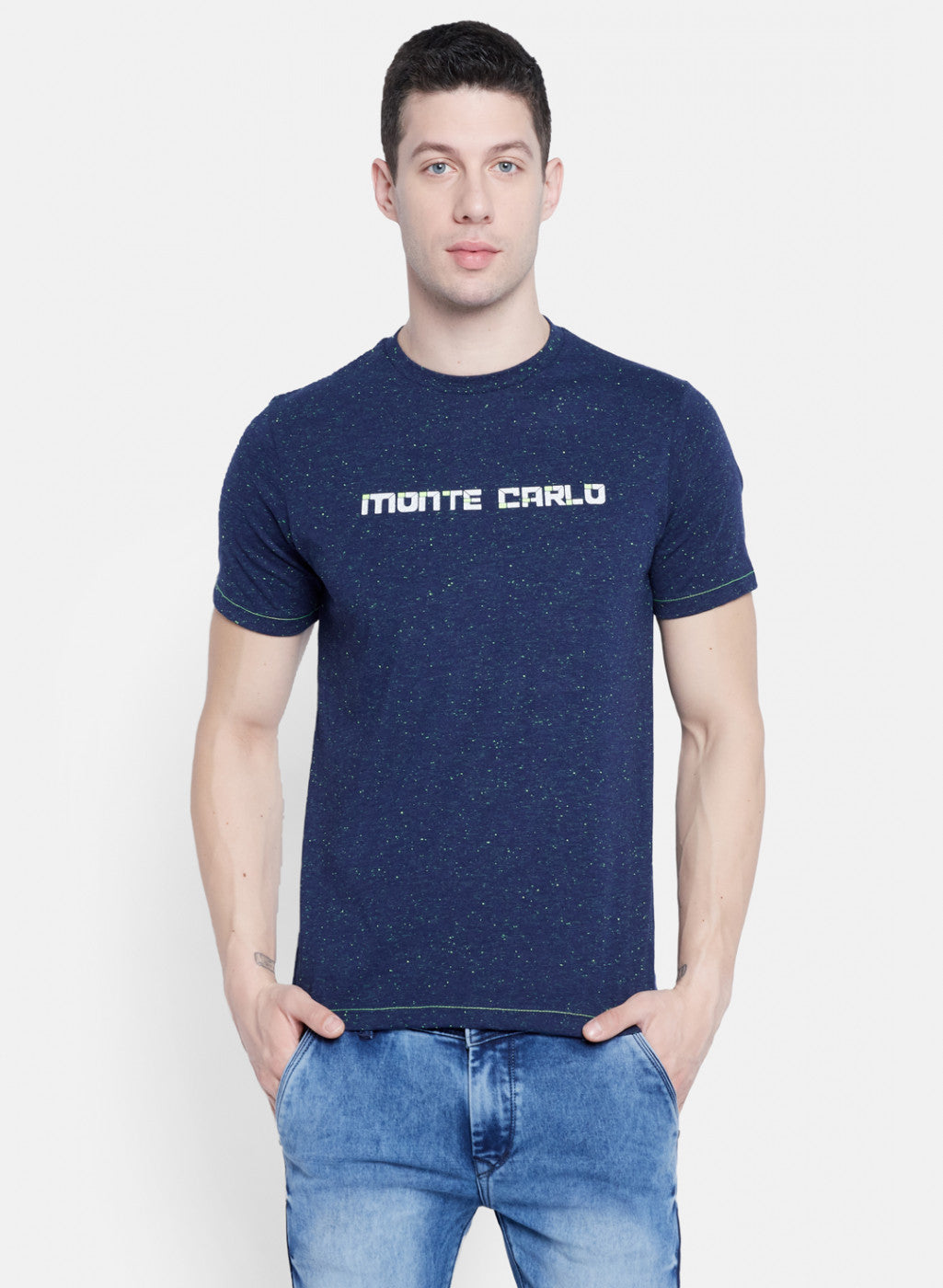 Mens NAvy Blue Printed T-Shirt