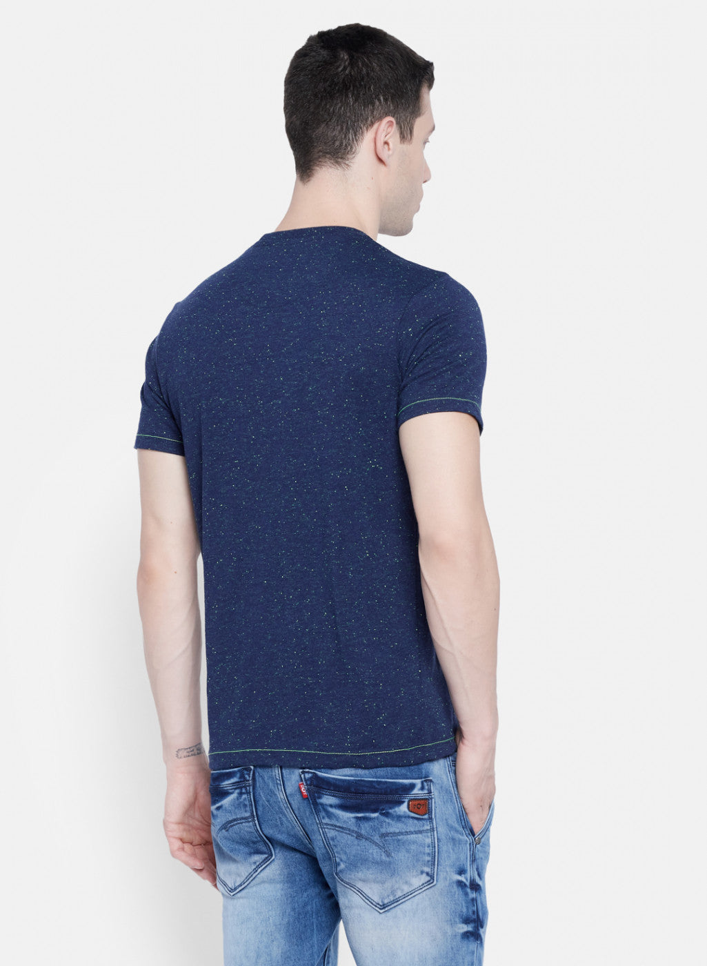 Mens NAvy Blue Printed T-Shirt