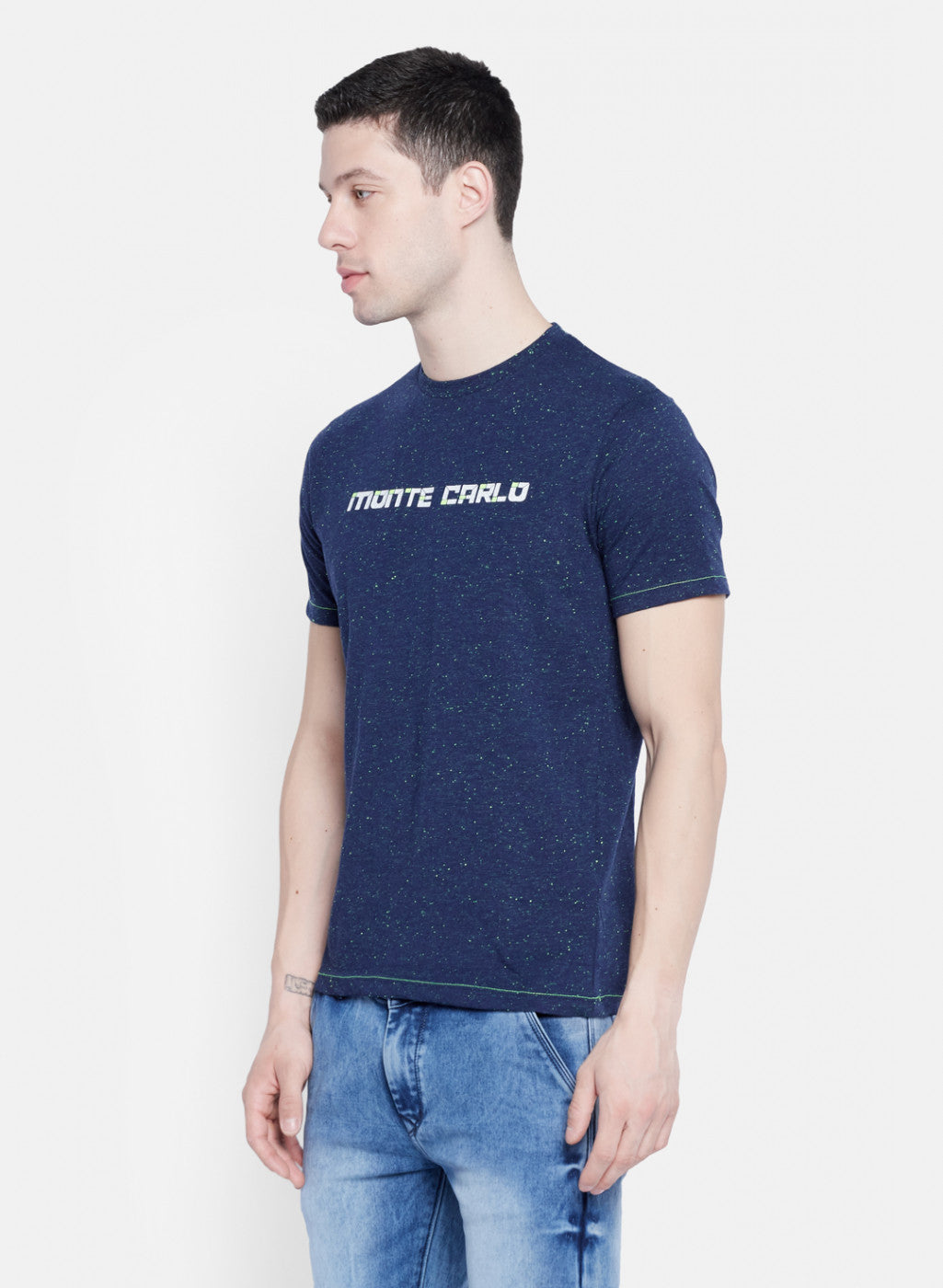 Mens NAvy Blue Printed T-Shirt