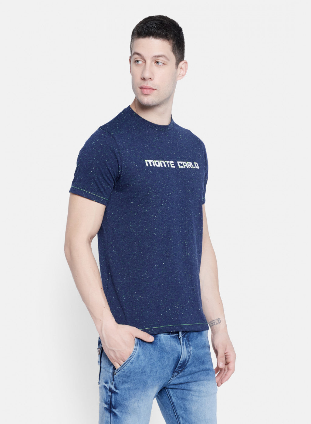 Mens NAvy Blue Printed T-Shirt