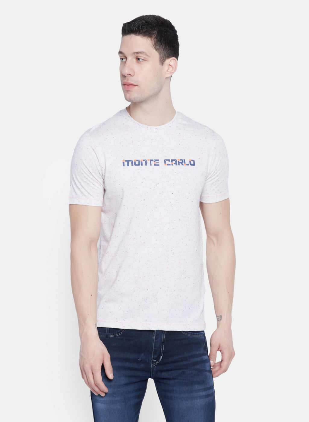 Mens White Printed T-Shirt