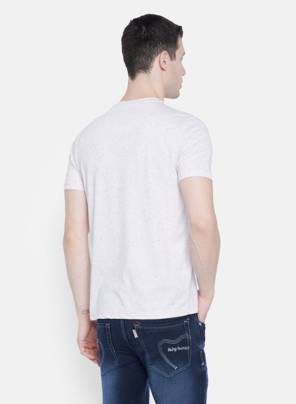 Mens White Printed T-Shirt