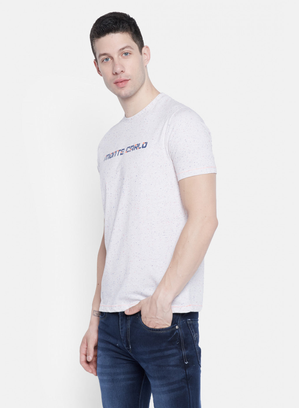 Mens White Printed T-Shirt