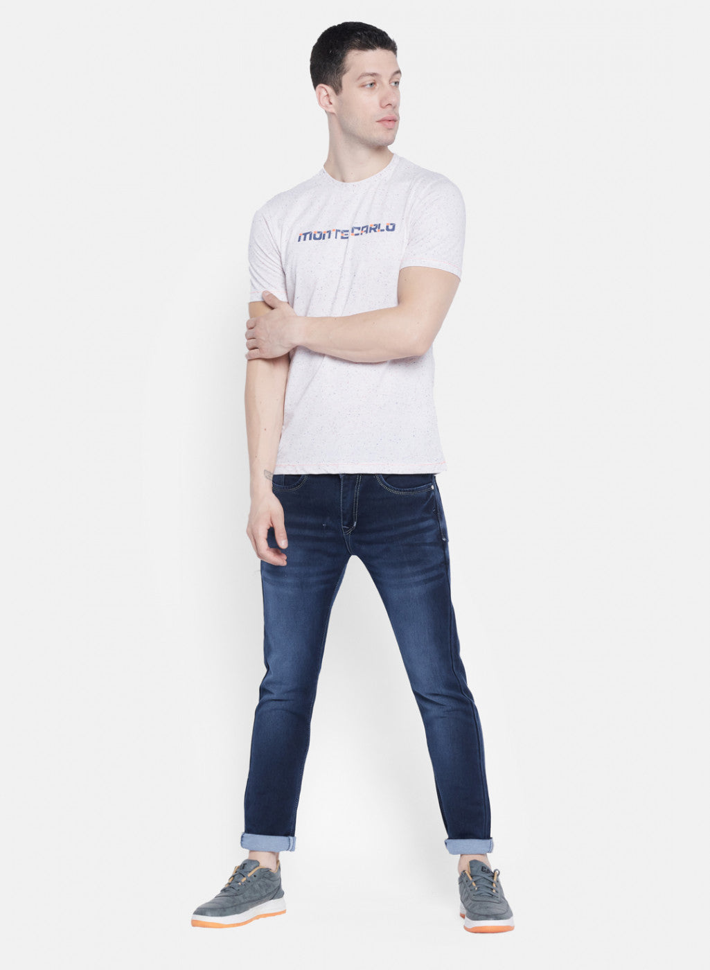 Mens White Printed T-Shirt