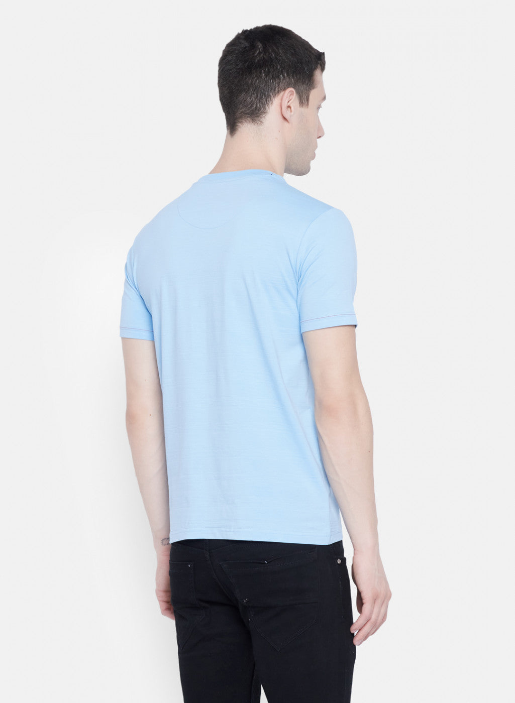 Mens Sky Blue Printed T-Shirt