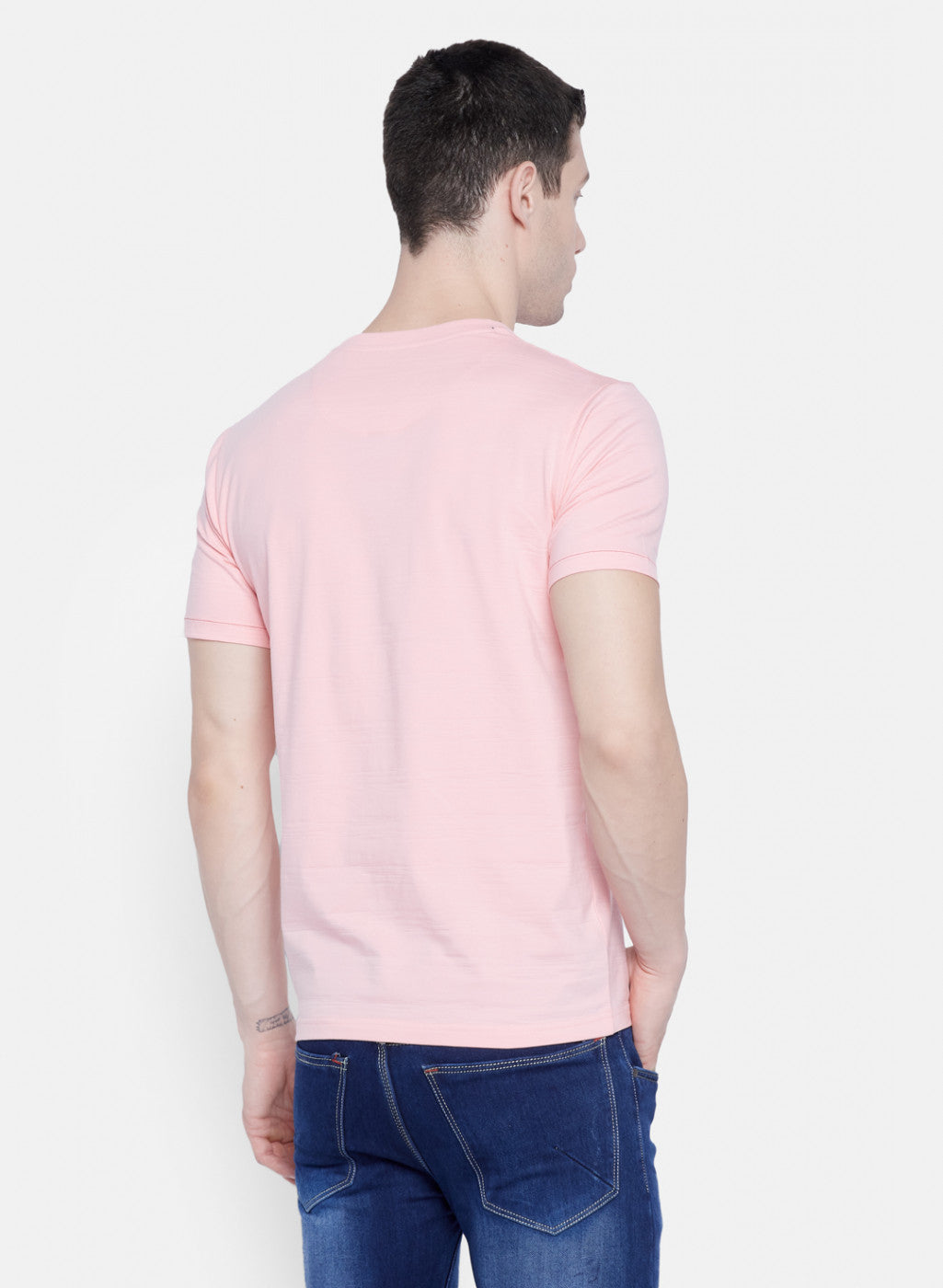 Mens Pink Printed T-Shirt