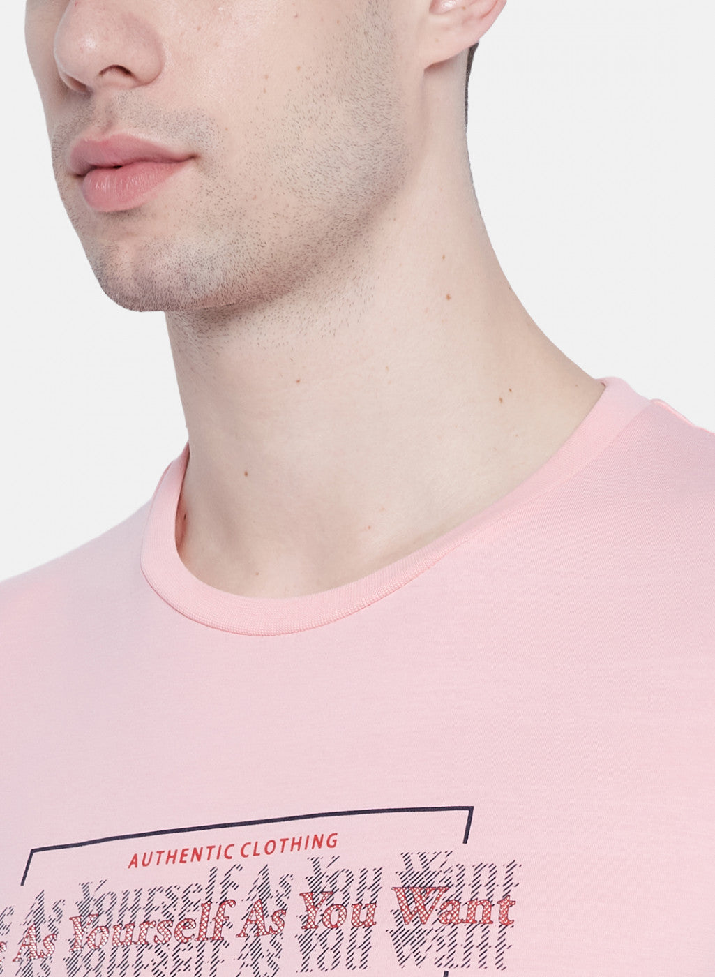 Mens Pink Printed T-Shirt