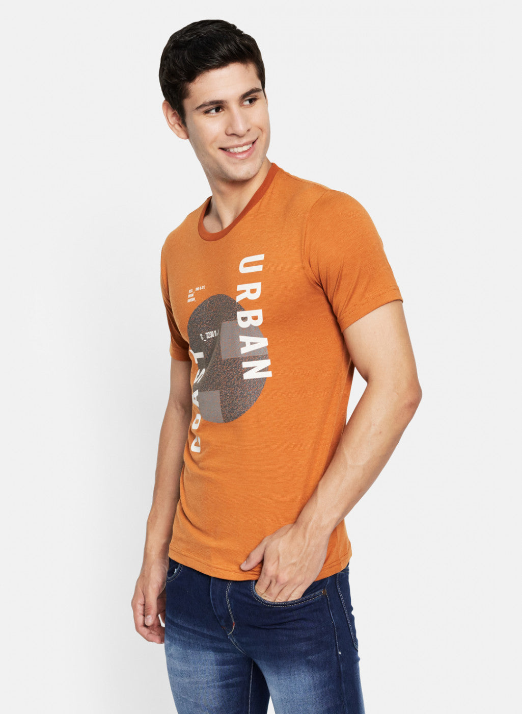 Men Orange Printed T-Shirt