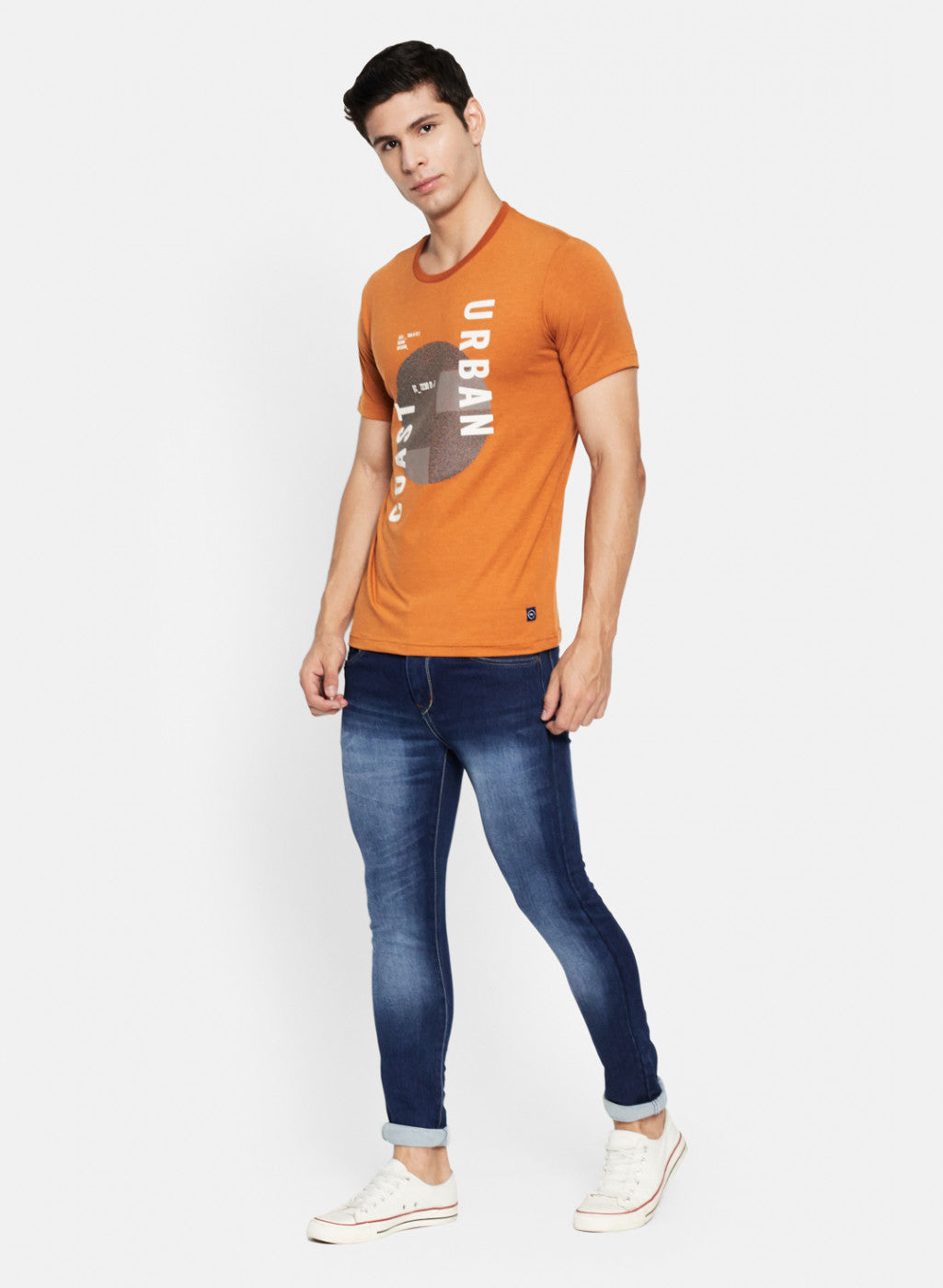 Men Orange Printed T-Shirt