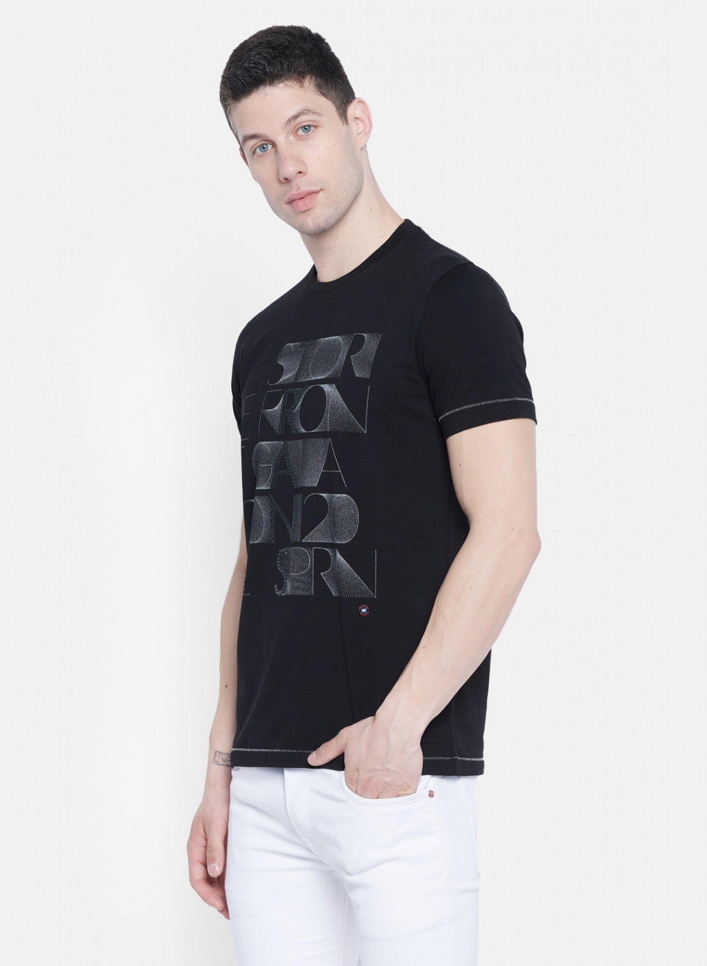 Mens Black Printed T-Shirt