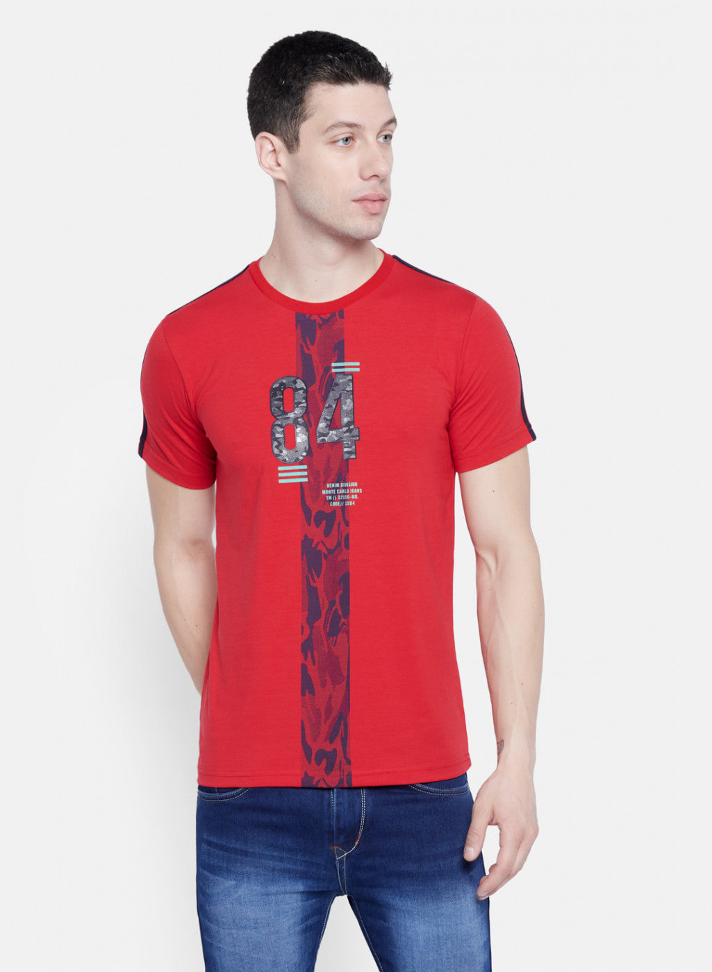 Mens Red Printed T-Shirt