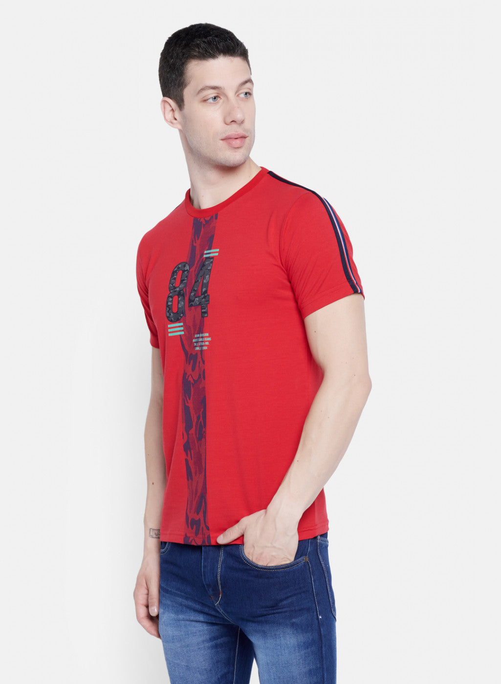 Mens Red Printed T-Shirt