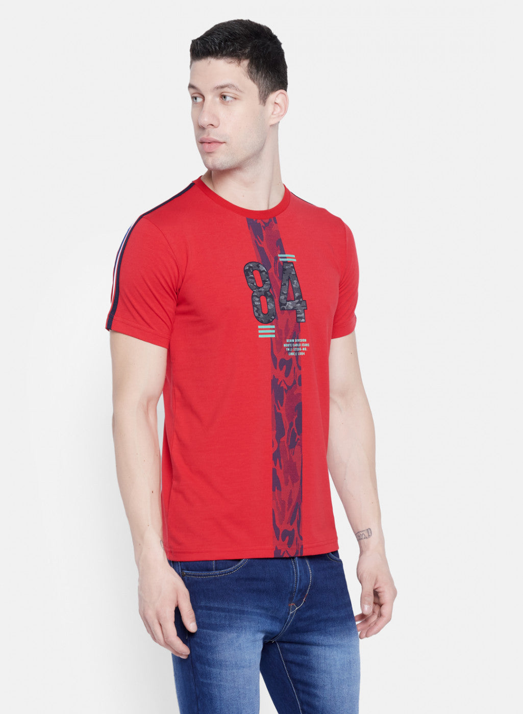 Mens Red Printed T-Shirt