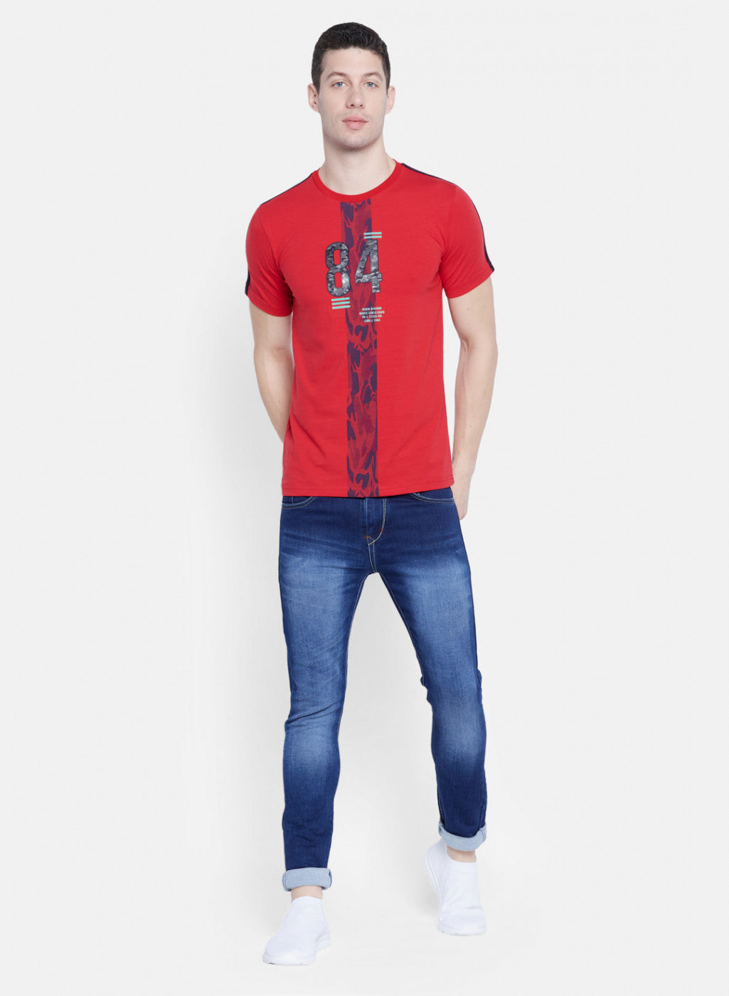 Mens Red Printed T-Shirt