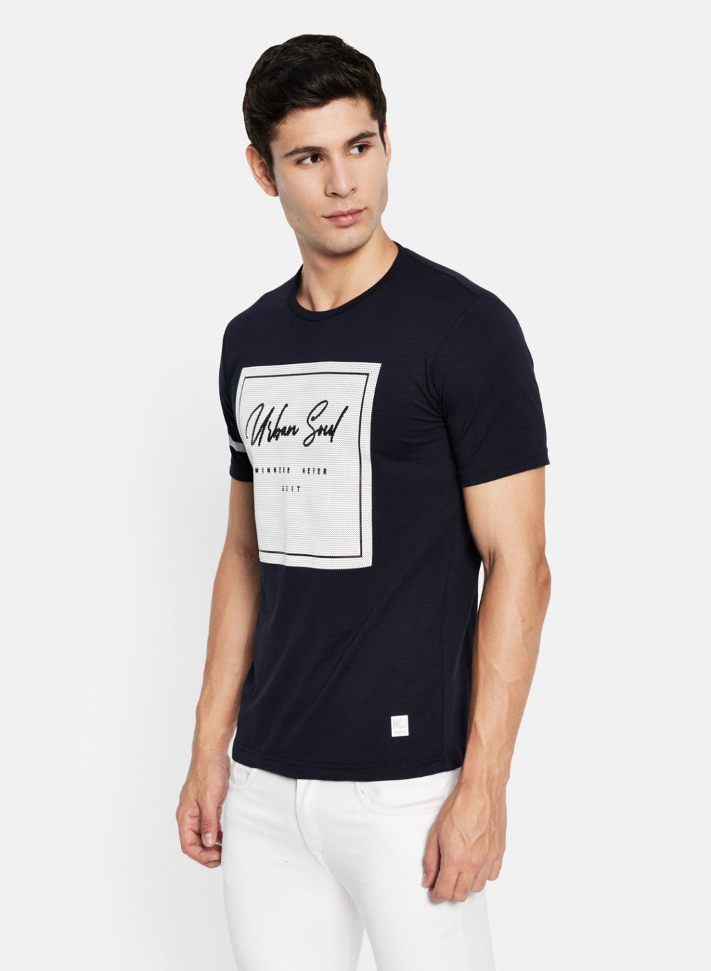 Men NAvy Blue Printed T-Shirt