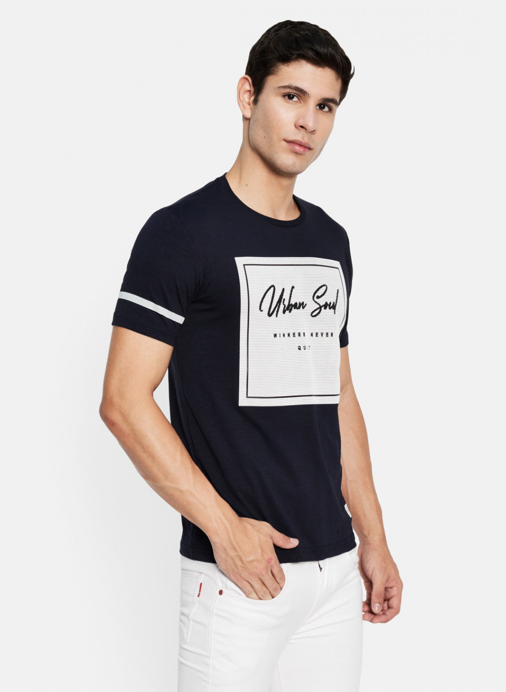 Men NAvy Blue Printed T-Shirt