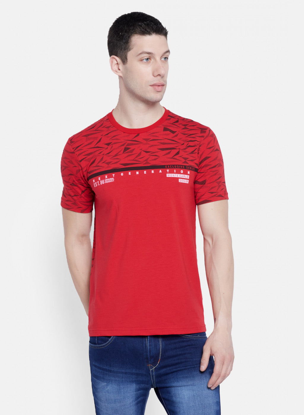 Mens Red Printed T-Shirt