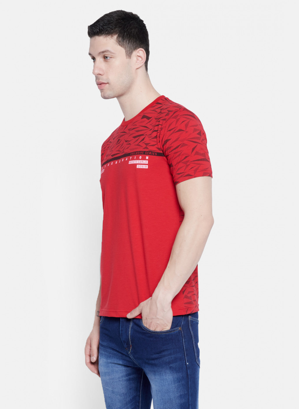 Mens Red Printed T-Shirt