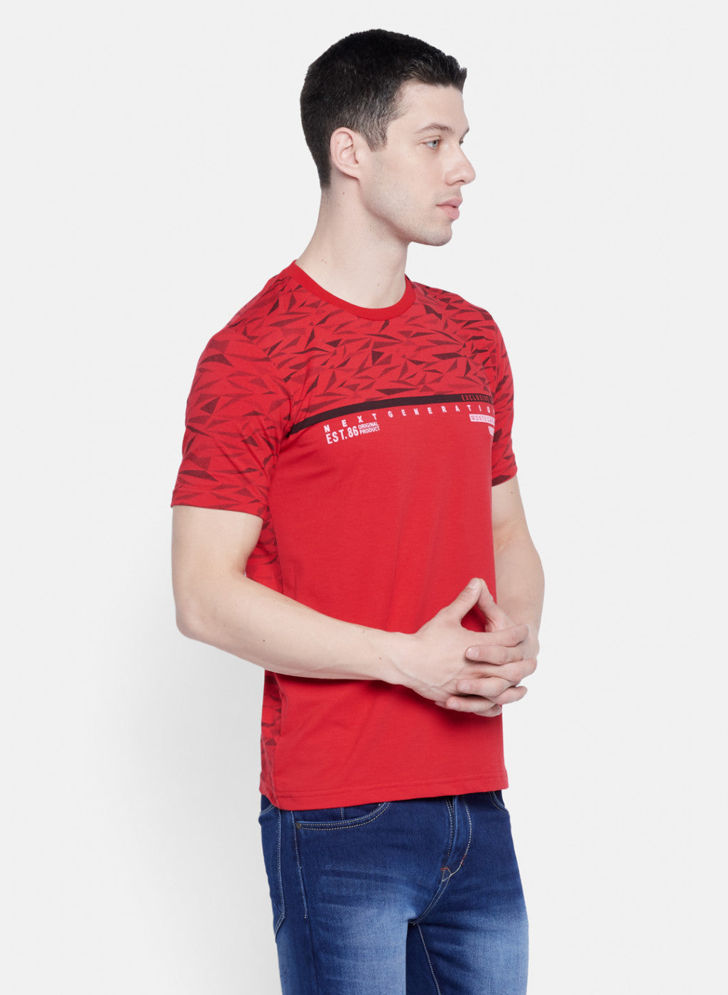 Mens Red Printed T-Shirt