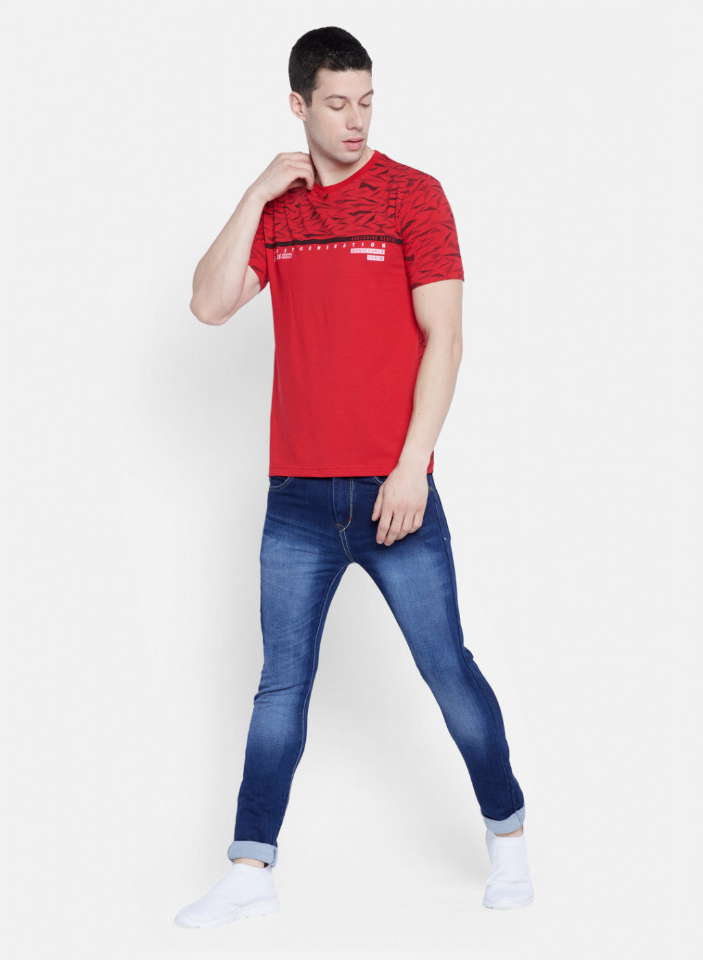 Mens Red Printed T-Shirt