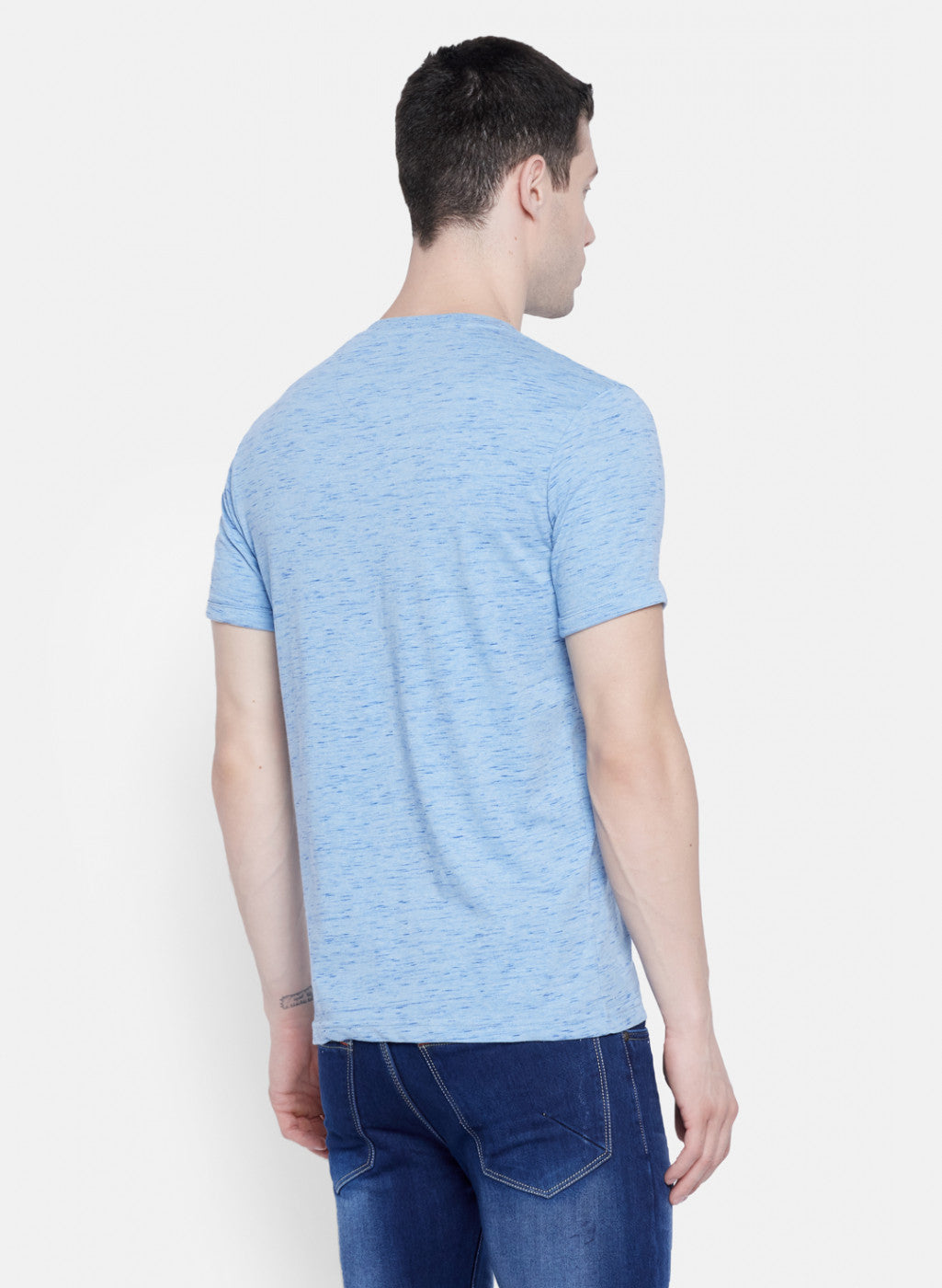 Mens Blue Printed T-Shirt