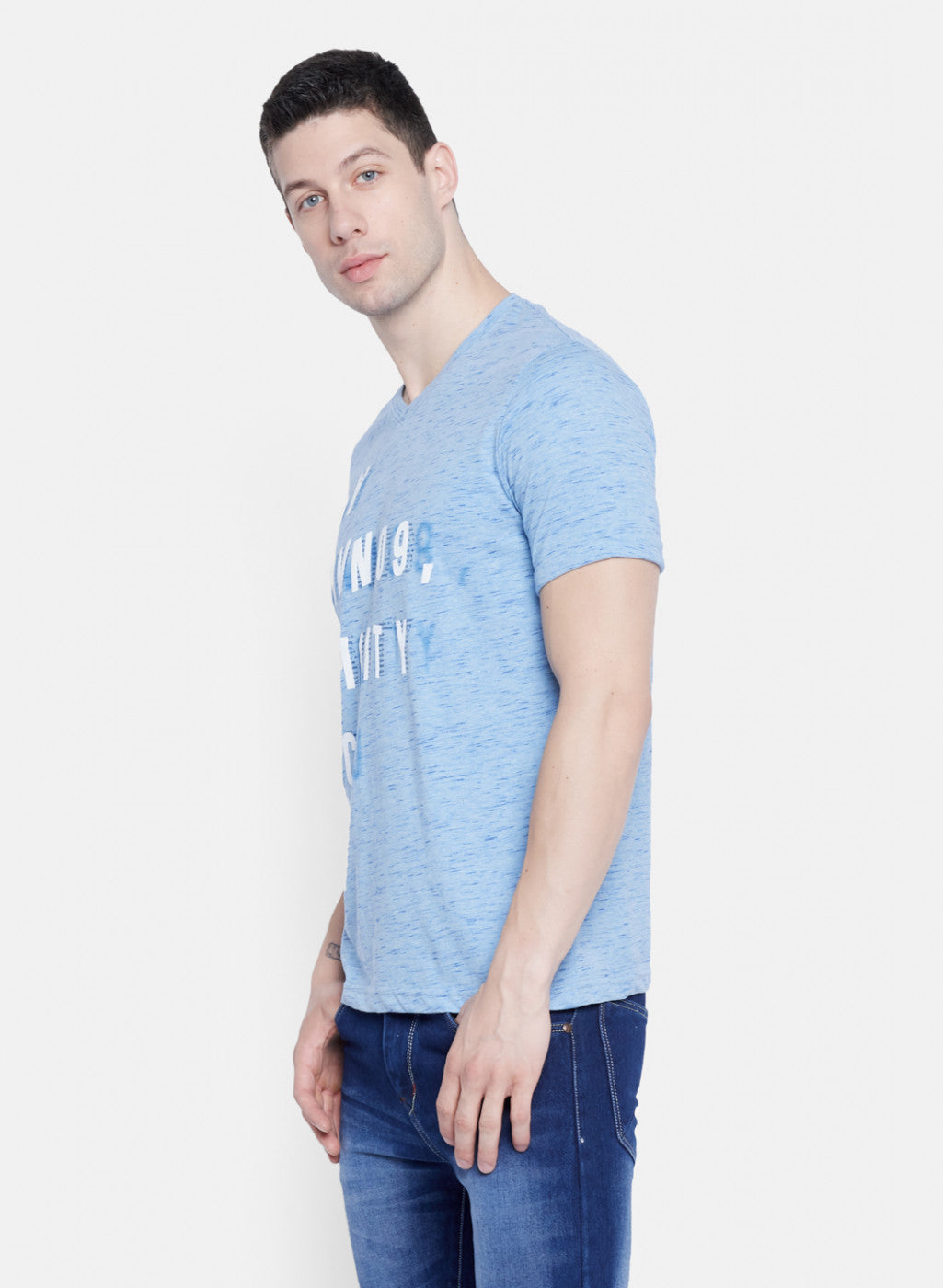 Mens Blue Printed T-Shirt