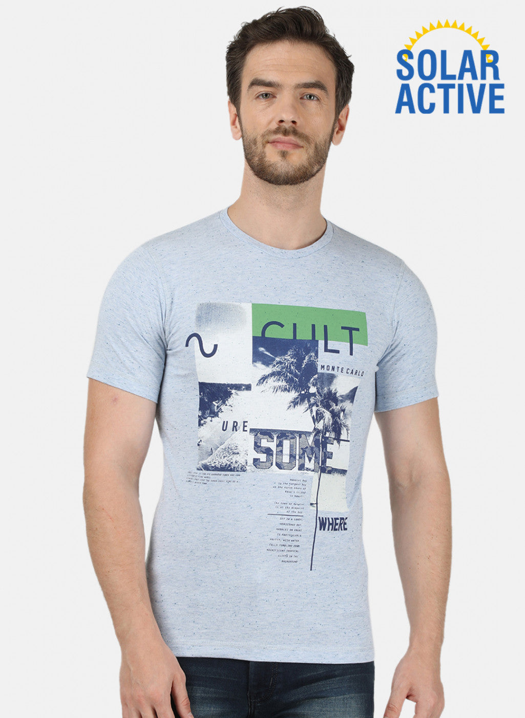 Mens Blue Printed T-Shirt