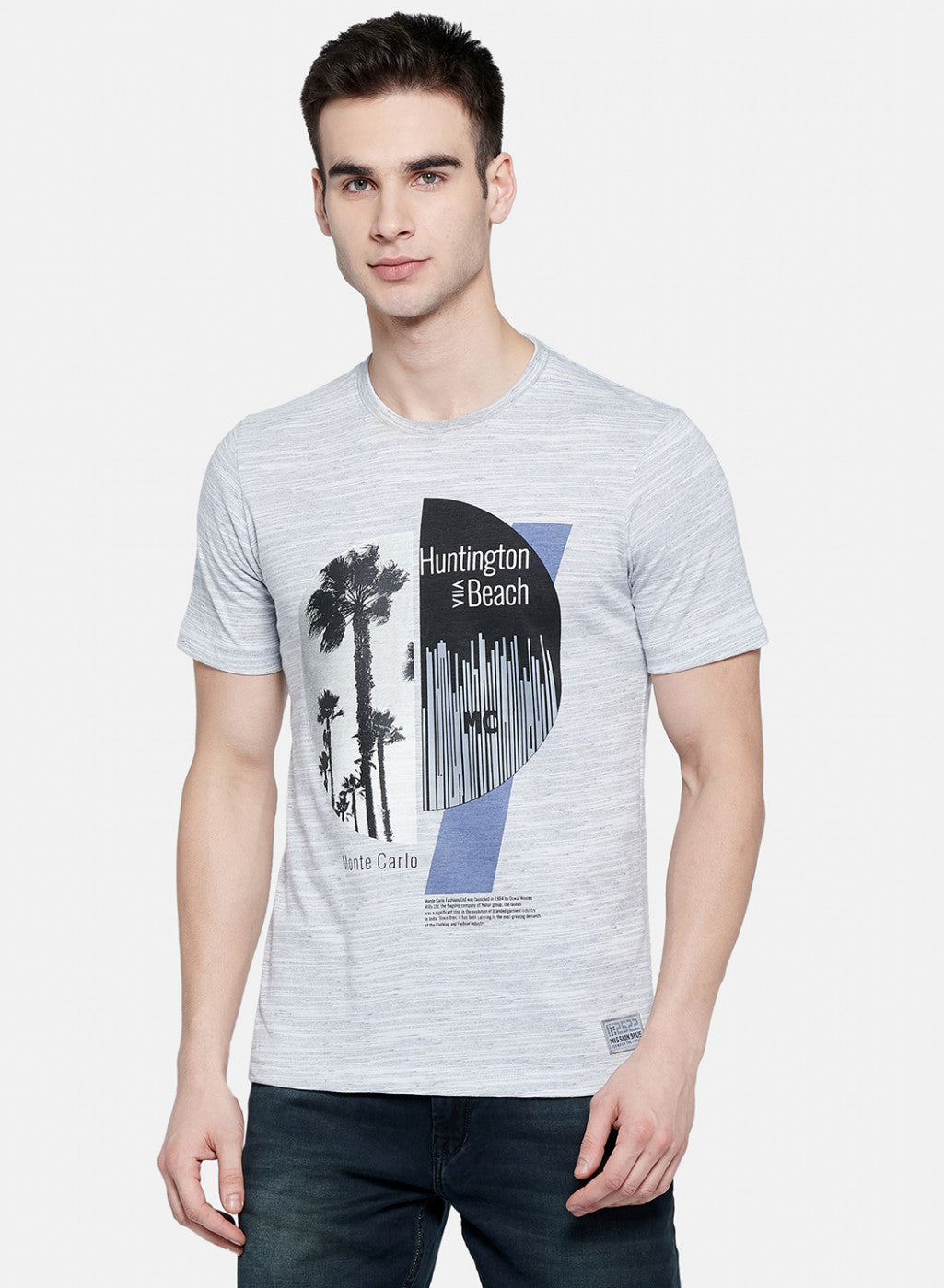 Mens Grey Printed T-Shirt