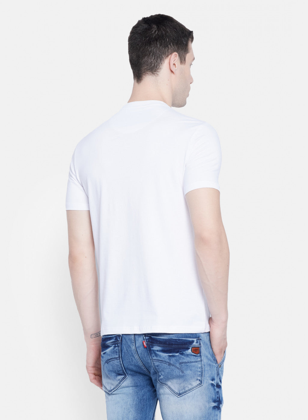 Mens White Printed T-Shirt