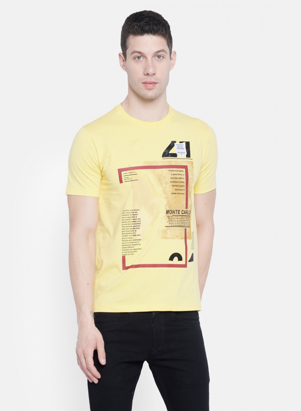 Mens Yellow Printed T-Shirt