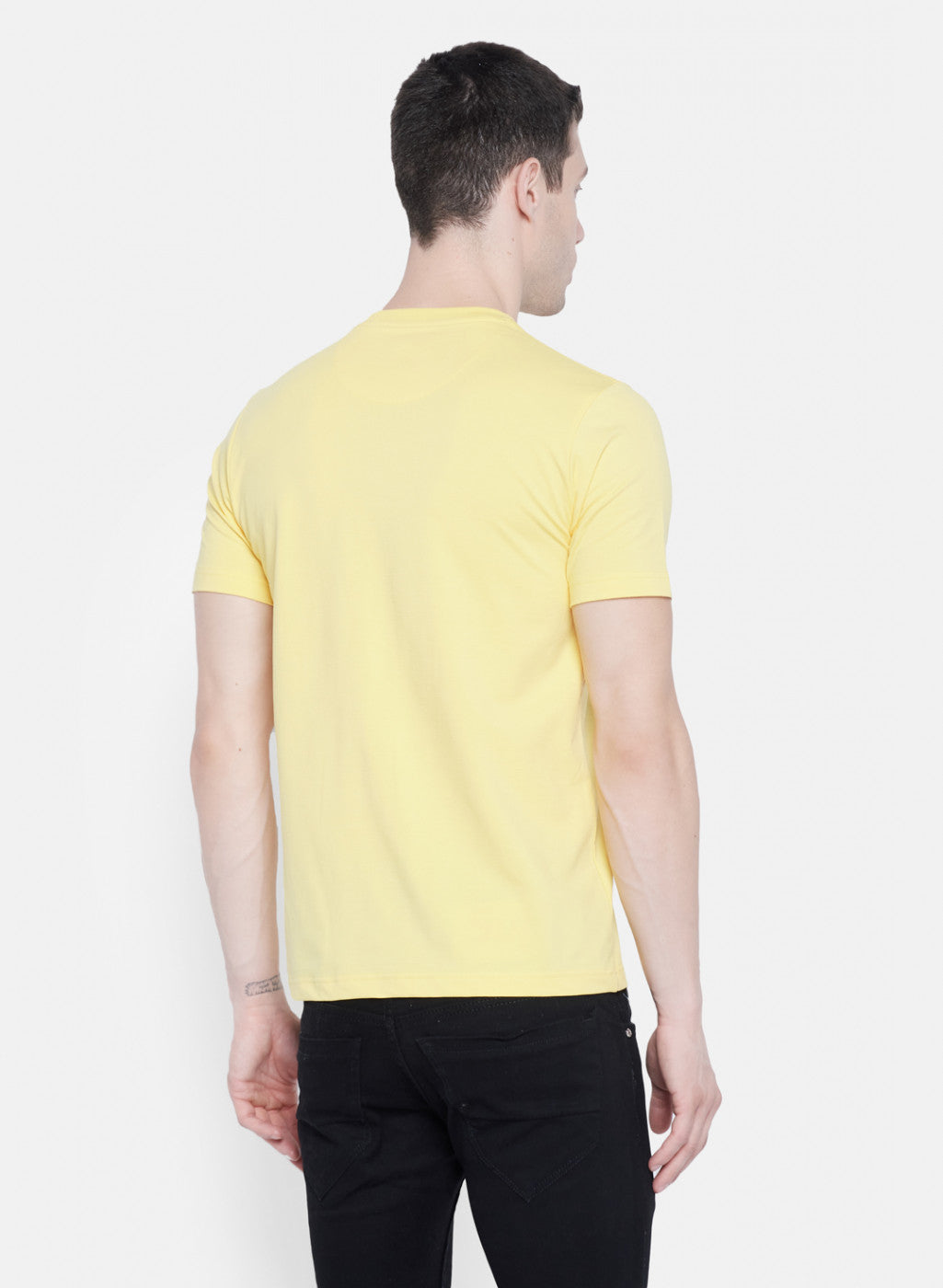 Mens Yellow Printed T-Shirt