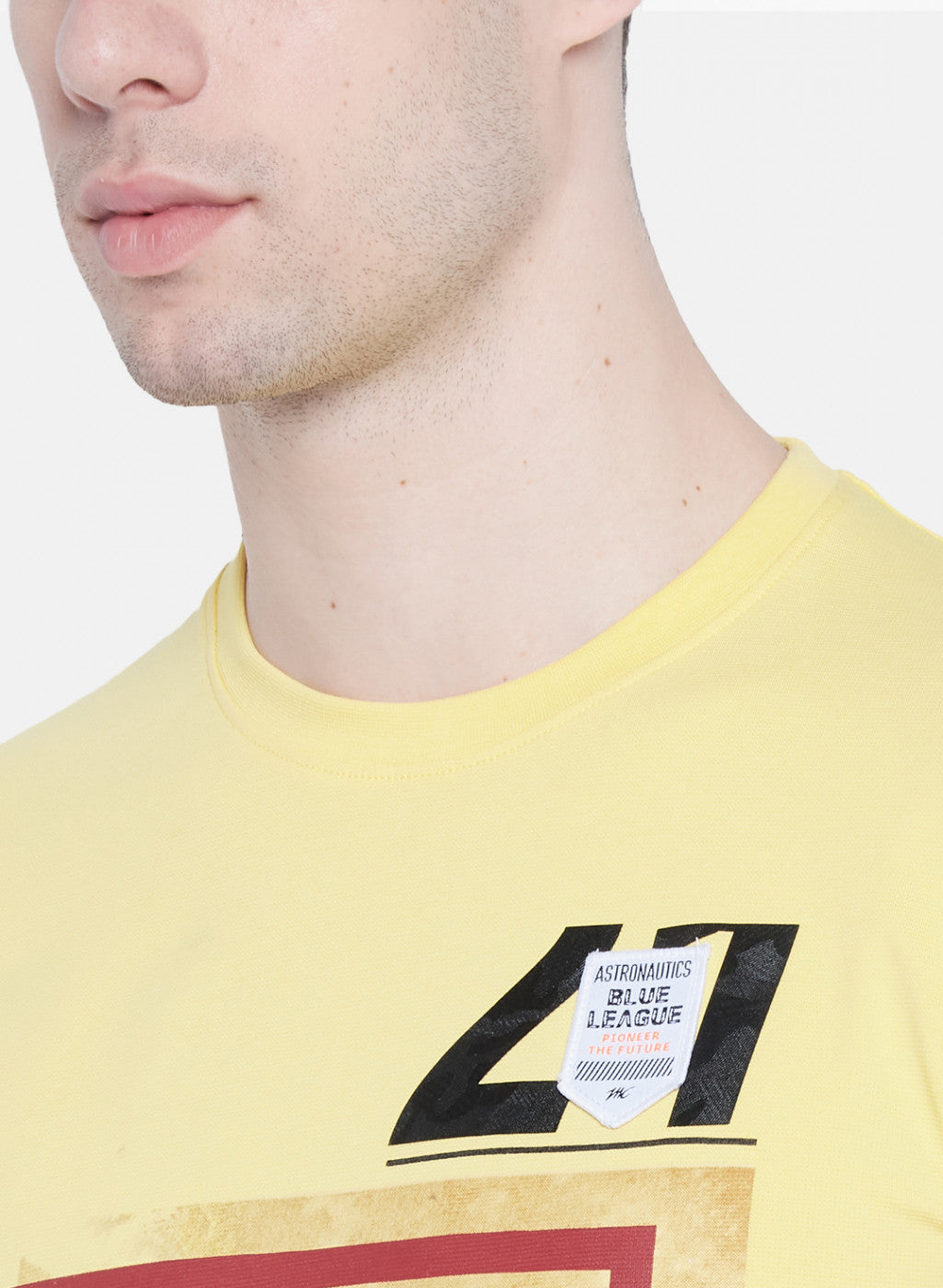 Mens Yellow Printed T-Shirt