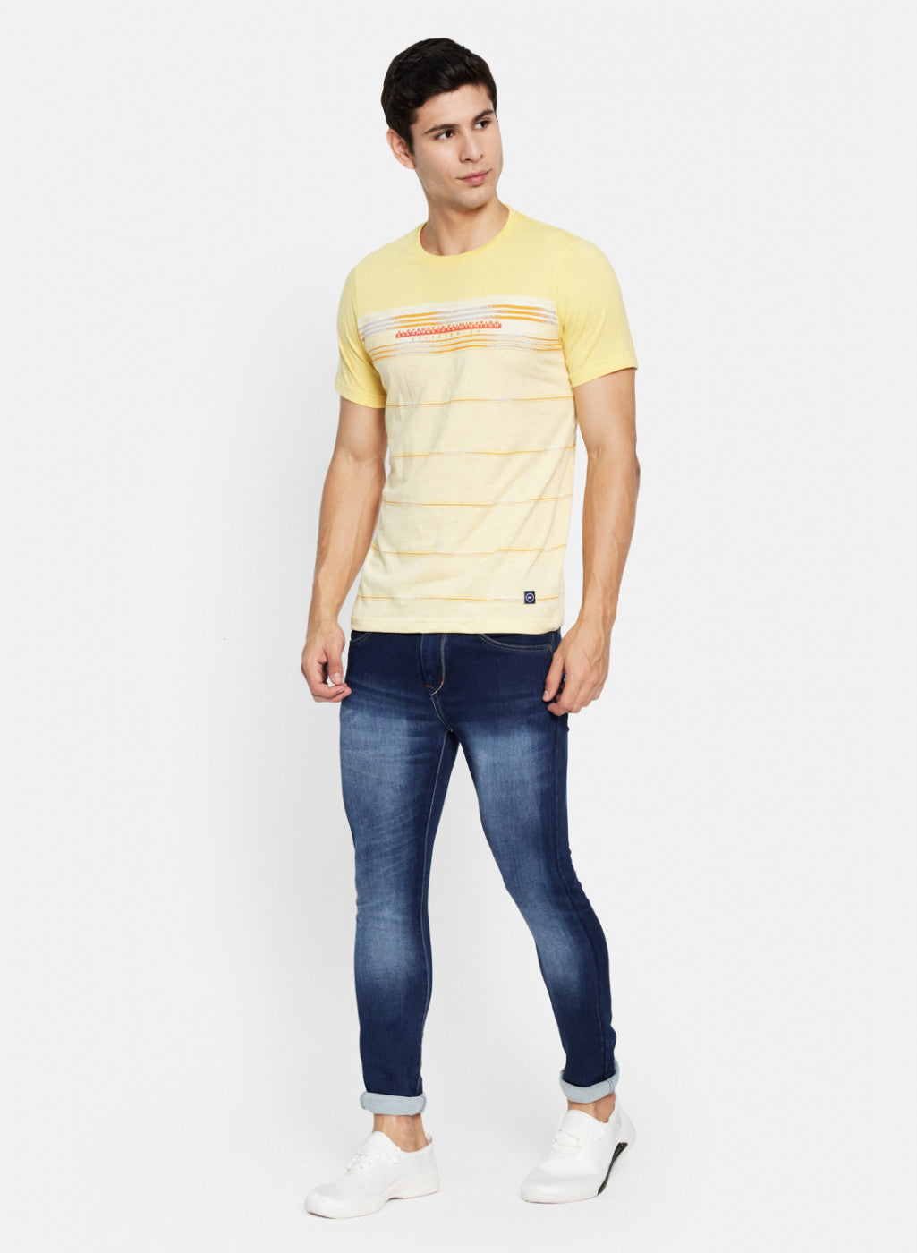 Men Yellow Stripe T-Shirt