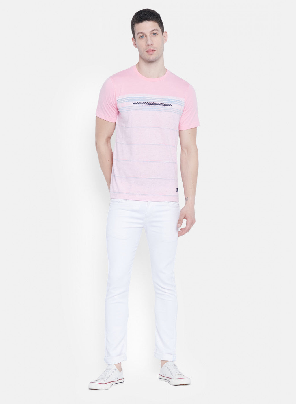 Mens Pink Stripe T-Shirt