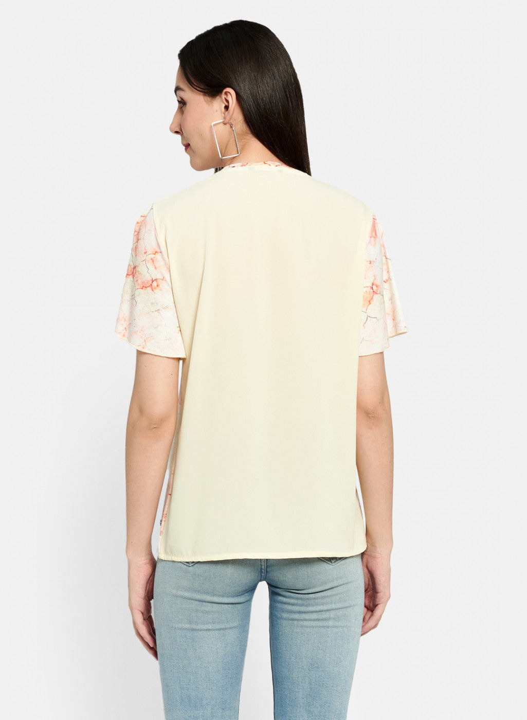 Womens Yellow Printed Top