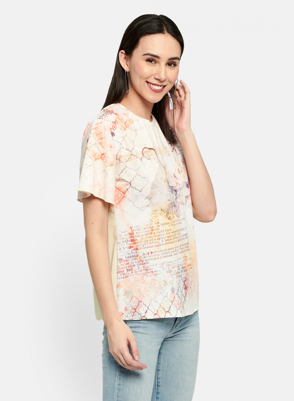 Womens Yellow Printed Top