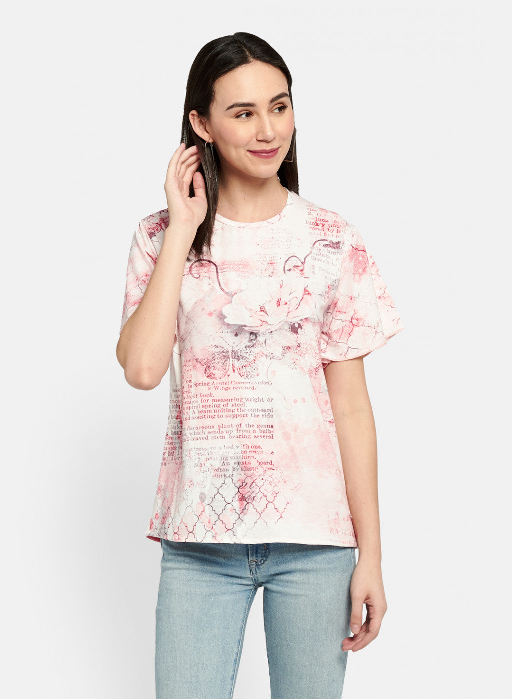 Womens Pink Printed Top