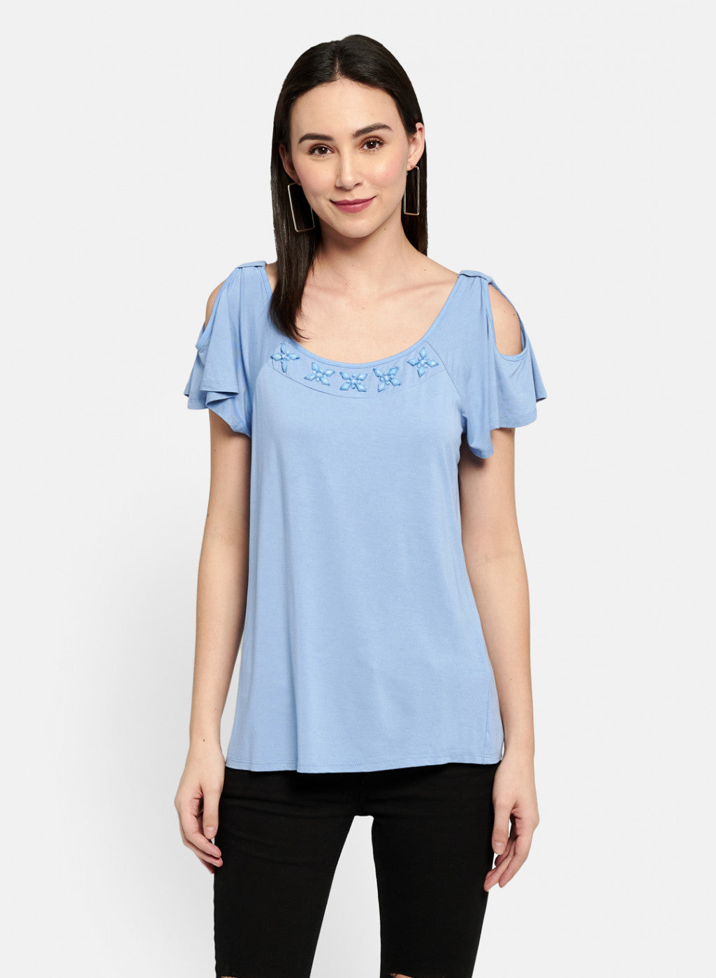 Womens Sky Blue Plain Top