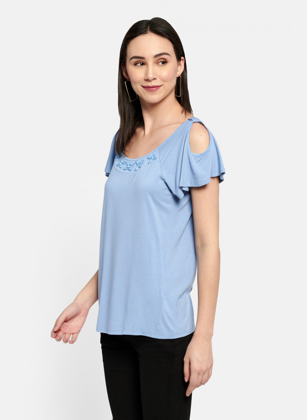 Womens Sky Blue Plain Top