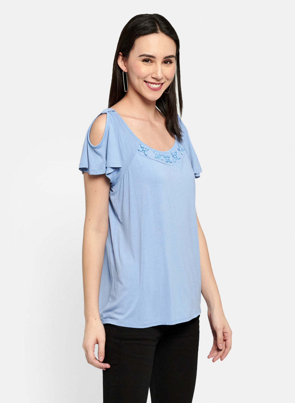 Womens Sky Blue Plain Top