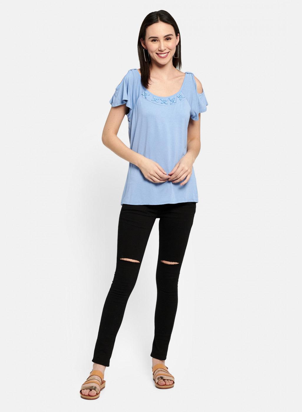 Womens Sky Blue Plain Top